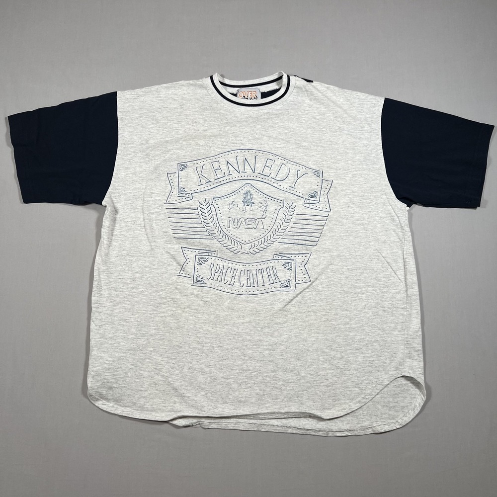 Vintage Kennedy Space Center‎ NASA T-Shirt Men's Medium Gray Blue Made in USA